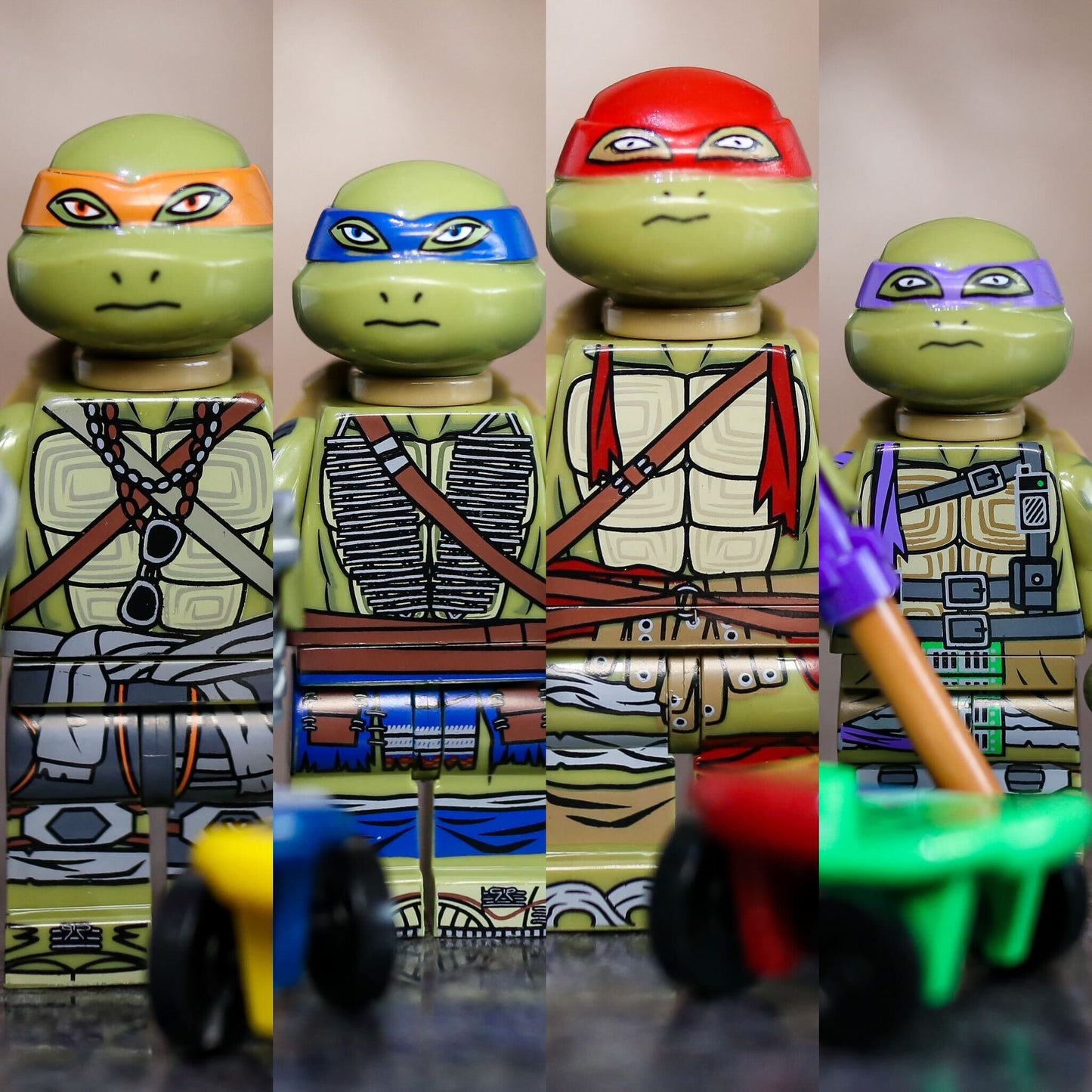 Teen Martial Arts Turtles Characters  Light Green Set of 4