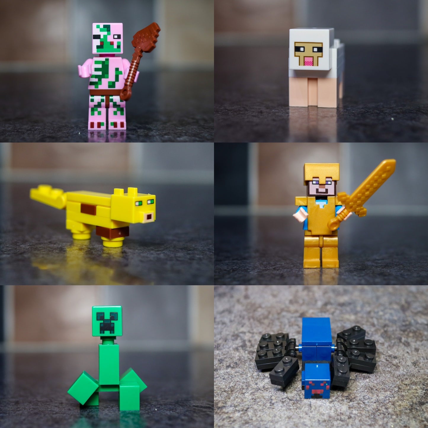 Pixelated Mine World Figures Six-Pack Bundle 1